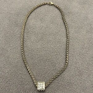 Vintage Short Necklace With Sliding Cube Charm With Rhinestones